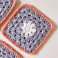 flower crochet coaster set - pink, purple and white