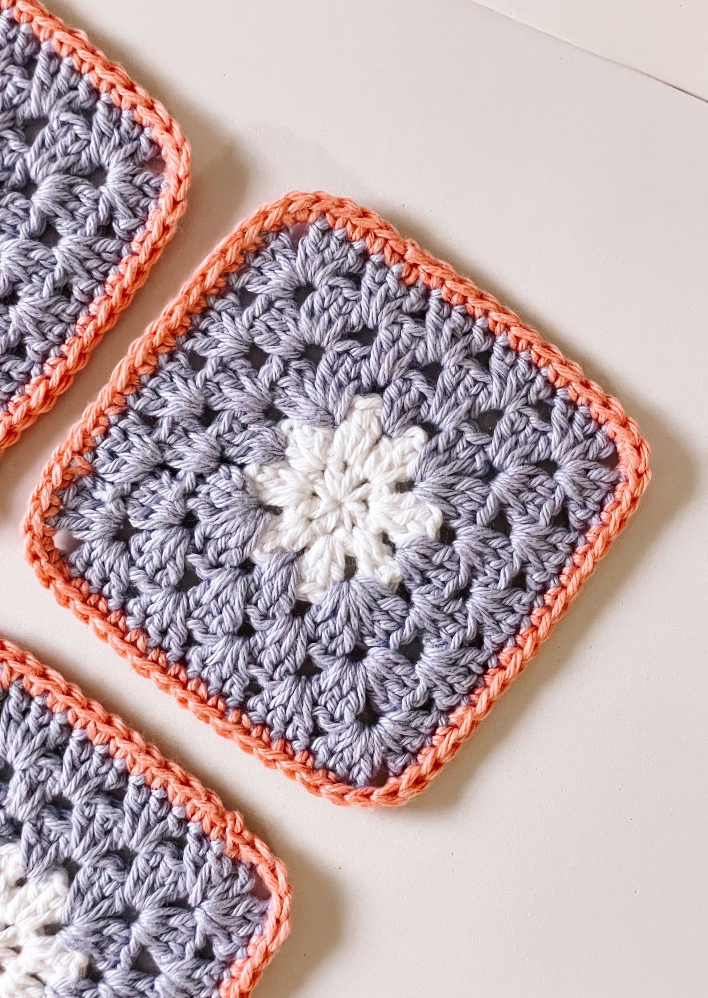 flower crochet coaster set - pink, purple and white