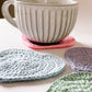 Love heart crochet coaster set - solid pastel colours