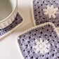 flower crochet coaster set - purple