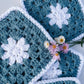 flower crochet coaster set - blue