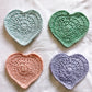 Love heart crochet coaster set - solid colours