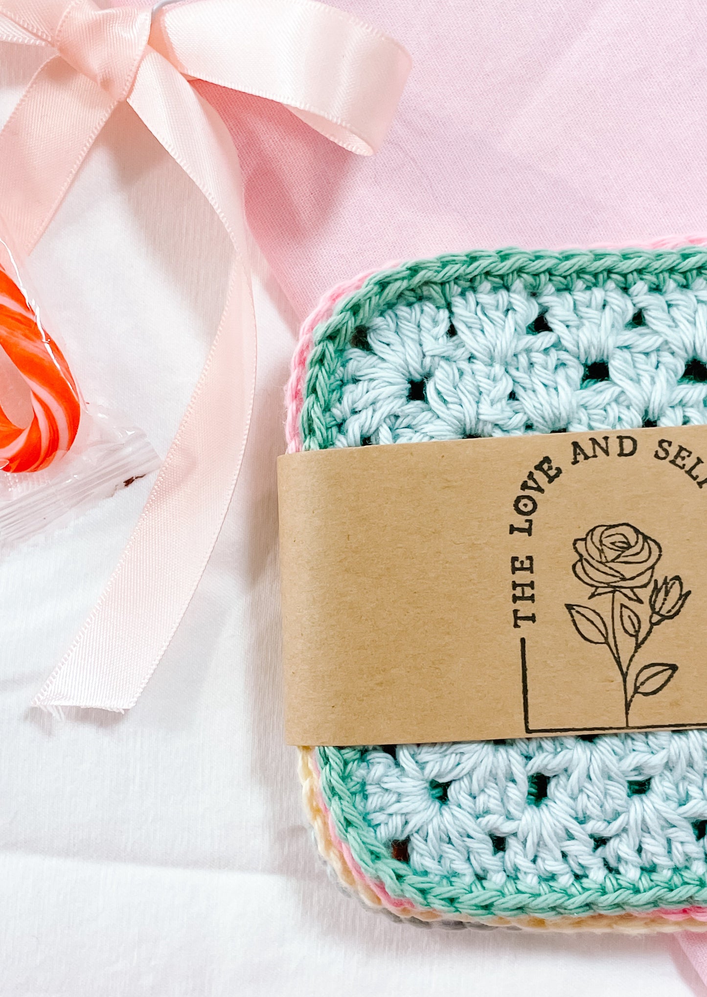 Multi coloured crochet coasters