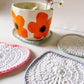 Love heart crochet coaster set