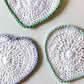 Love heart crochet coaster set