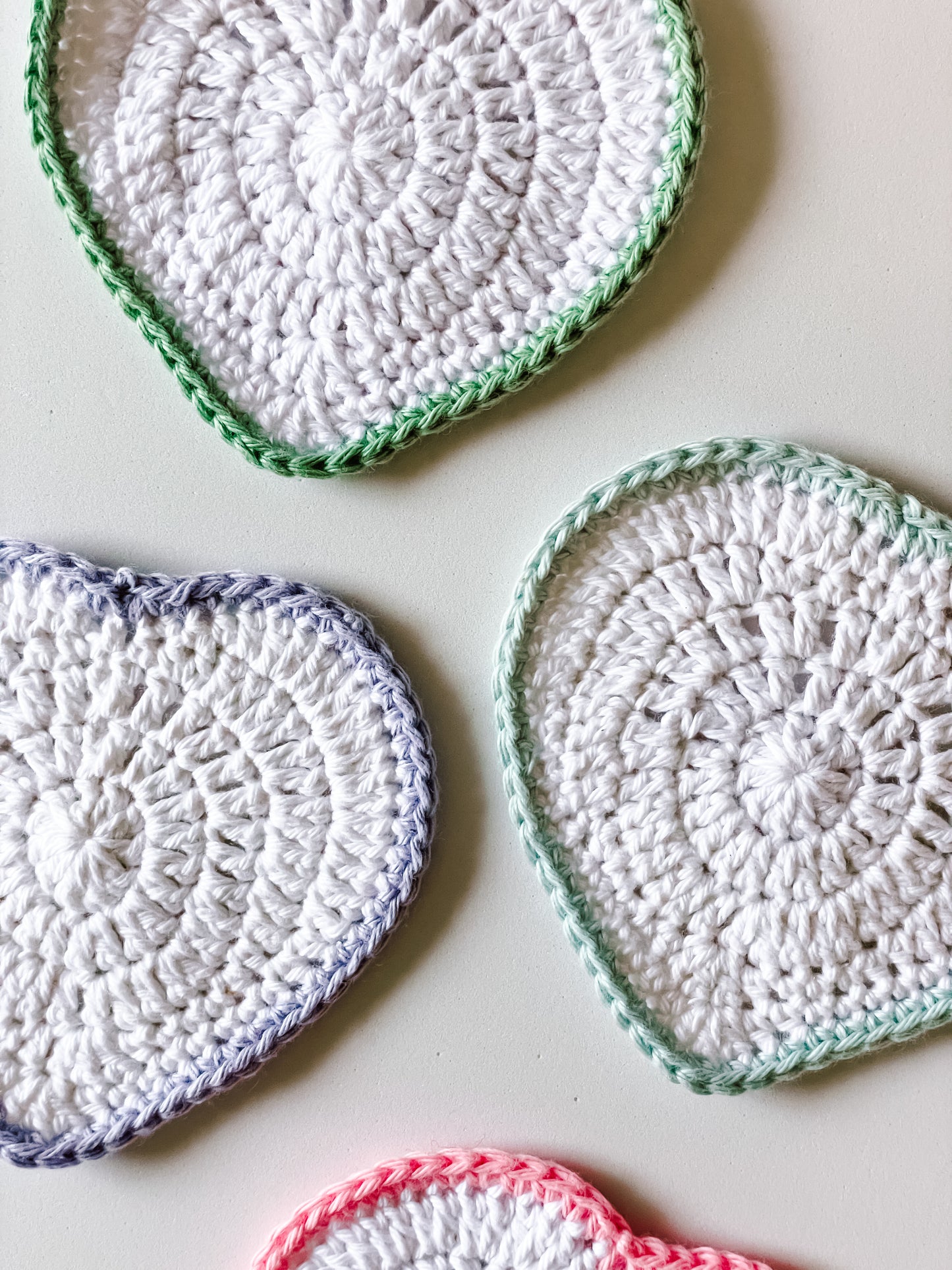 Love heart crochet coaster set