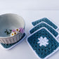 flower crochet coaster set - blue