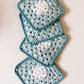 flower crochet coaster set - blue tones