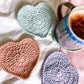 Love heart crochet coaster set - solid colours