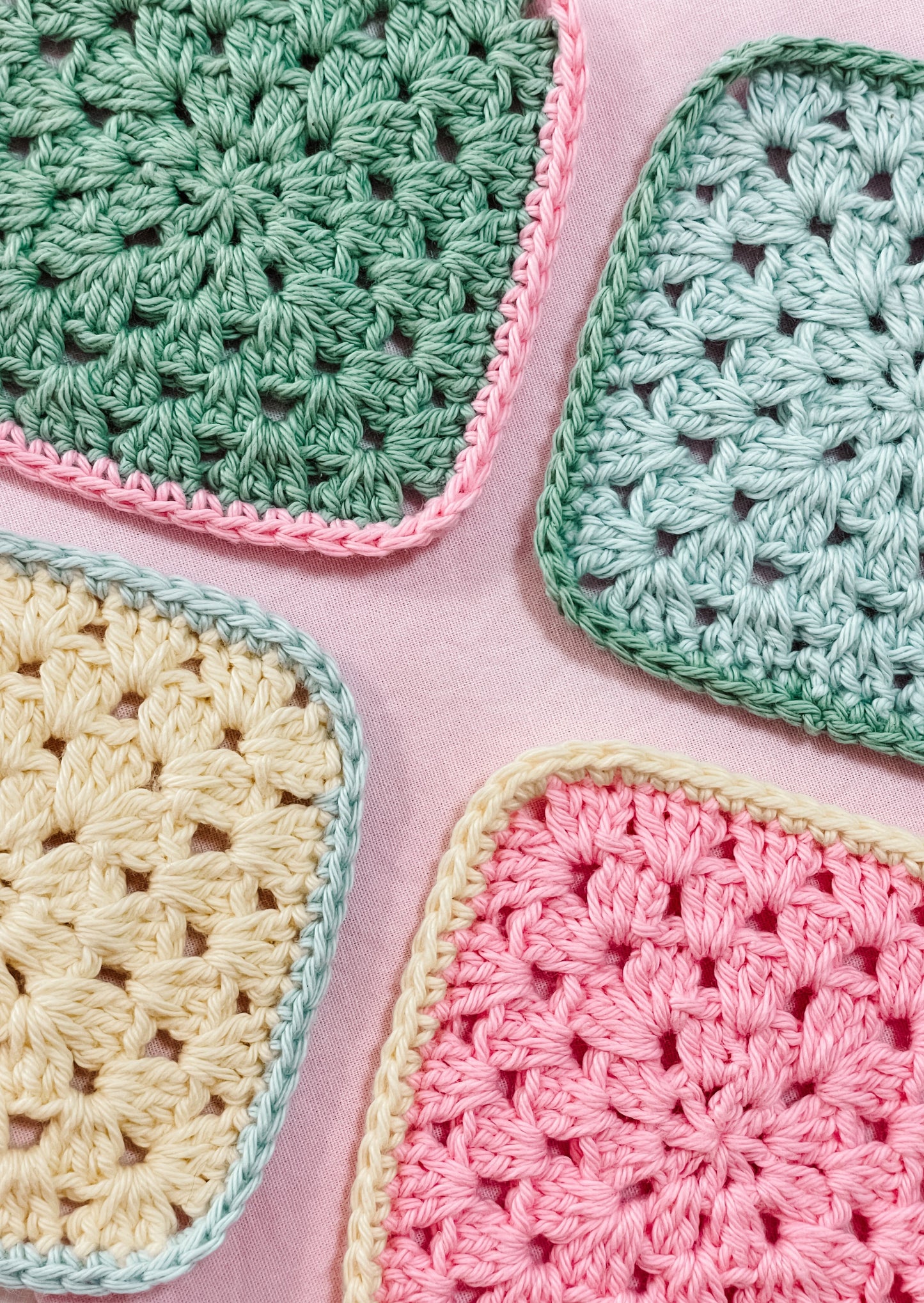 Multi coloured crochet coasters