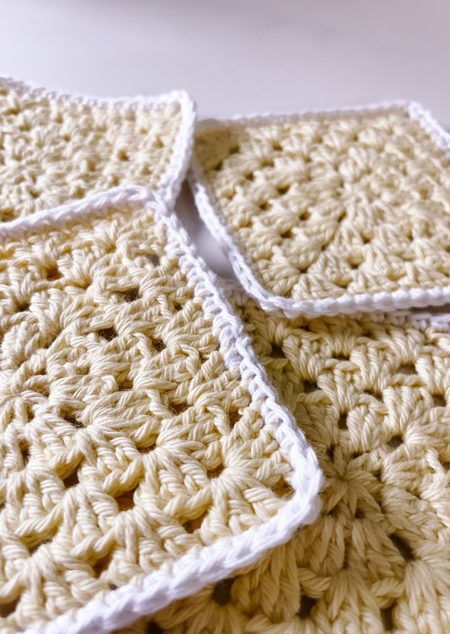 flower crochet coaster set - yellow