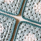 flower crochet coaster set - blue tones