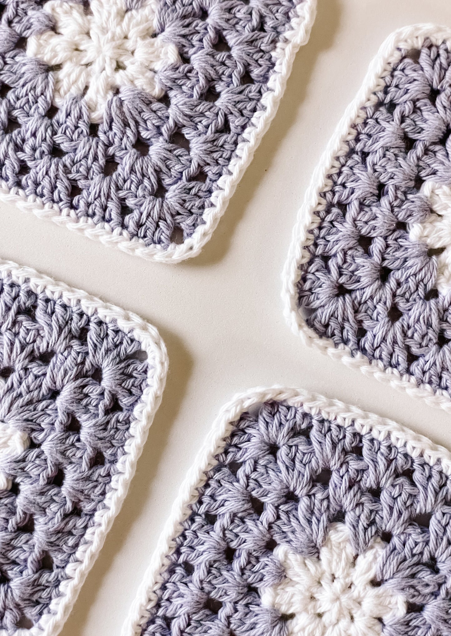 flower crochet coaster set - purple