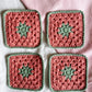 flower crochet coaster set - watermelon