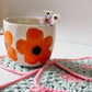 flower crochet coaster set - pink and blue