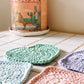 Love heart crochet coaster set - solid colours