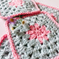 flower crochet coaster set - pink and blue