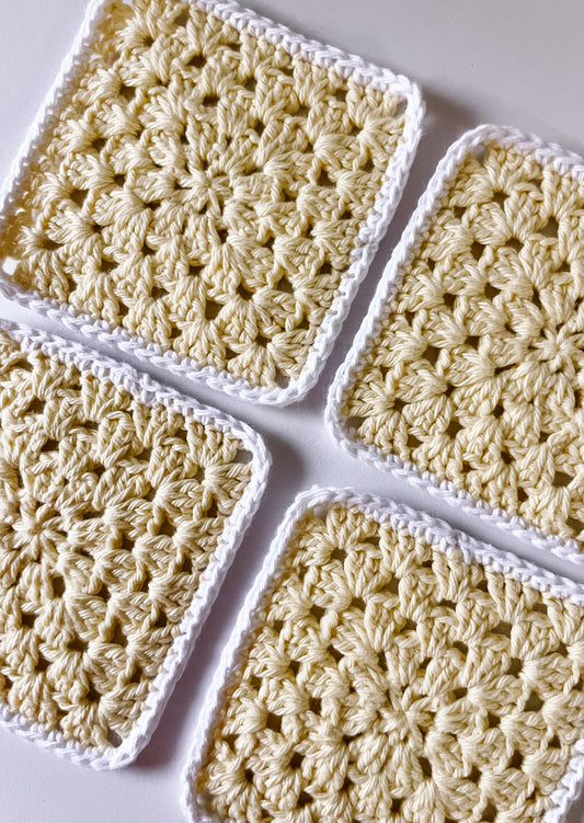 flower crochet coaster set - yellow