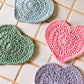 Love heart crochet coaster set - solid pastel colours