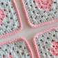 flower crochet coaster set - pink and blue