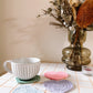 Love heart crochet coaster set - solid pastel colours