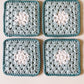 flower crochet coaster set - blue tones