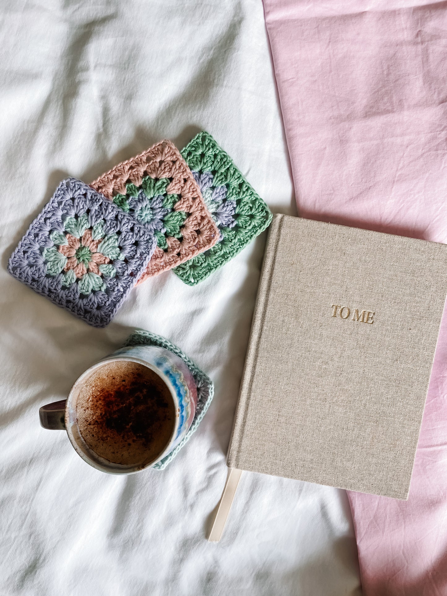 flower crochet coaster set - multi colours