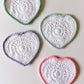 Love heart crochet coaster set