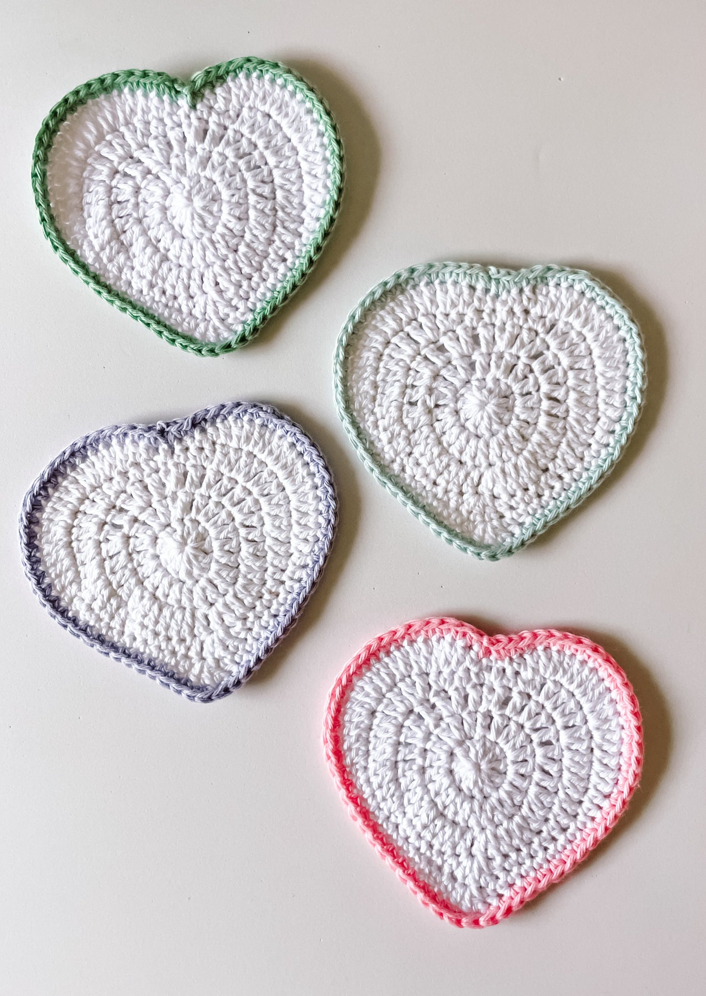 Love heart crochet coaster set